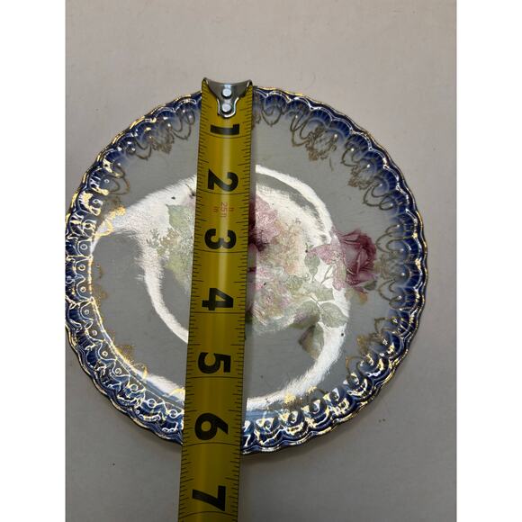 Antique Sterling China Blooming Roses 6" Bread Plate HAND PAINTED Roses - Picture 6 of 7